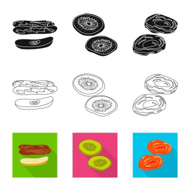 Gıda ve ham işareti vektör çizimi. Web için gıda ve doğa hisse senedi simgesi kümesi.