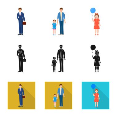 Karakter ve avatar simge vektör Illustration. Hisse senedi için karakter ve portre vektör simge topluluğu.