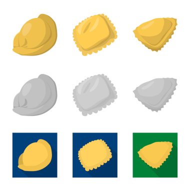 Ürünler ve pişirme simge yalıtılmış nesne. Ürünler ve hisse senedi için meze vektör simge koleksiyonu.