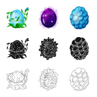 Hayvan ve tarih öncesi logosu yalıtılmış nesne. Hayvan ve sevimli hazır vektör çizim seti.