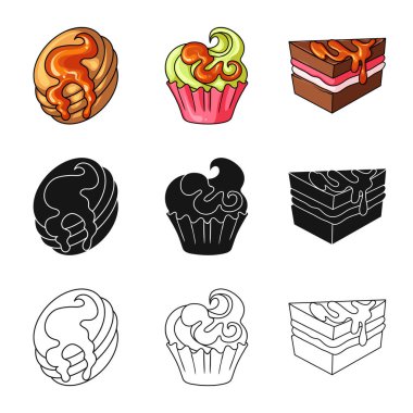 Şekerlemeler ve mutfak simge vektör tasarımı. Şekerlemeler ve ürün stok vektör çizim.