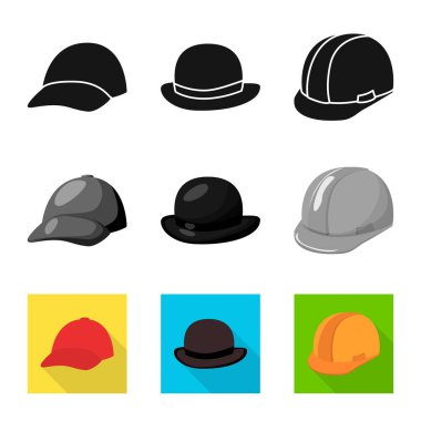 Tasarım Giyim ve kap işareti vektör. Giyim ve bere hisse senedi vektör çizim koleksiyonu.