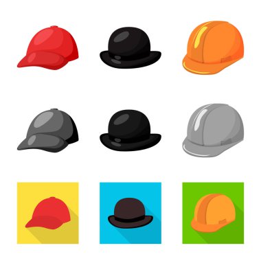 Giyim ve kap simge vektör Illustration. Giyim ve bere hisse senedi vektör çizim koleksiyonu.