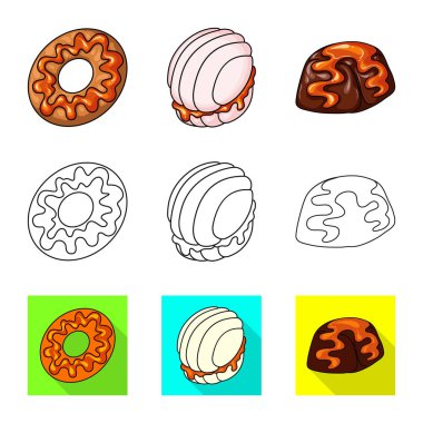 Şekerlemeler ve mutfak simge vektör tasarımı. Şekerlemeler ve ürün stok vektör çizim.