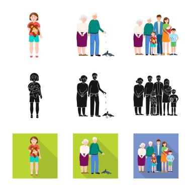 Karakter ve avatar işareti vektör tasarımı. Web için karakter ve portre hisse senedi simgesi kümesi.