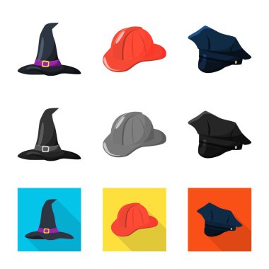 Tasarım Giyim ve kap işareti vektör. Giyim ve hisse senedi için bere vektör simge kümesi.