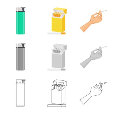 Çöp illüstrasyon vektör ve sembol durdurmak. Hisse senedi için çöp ve alışkanlık vektör simge topluluğu.