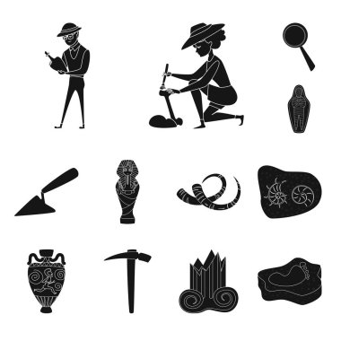 Müze ve öznitelikleri işareti vektör illüstrasyon. Web için müze ve tarihi stok sembolü seti.