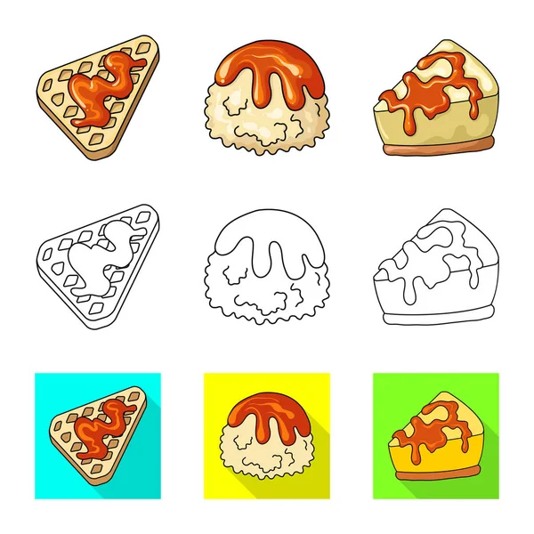 Vektordesign von Süßwaren und kulinarischem Logo. Sets von Süßwaren und Produktvektorsymbolen für Aktien. — Stockvektor