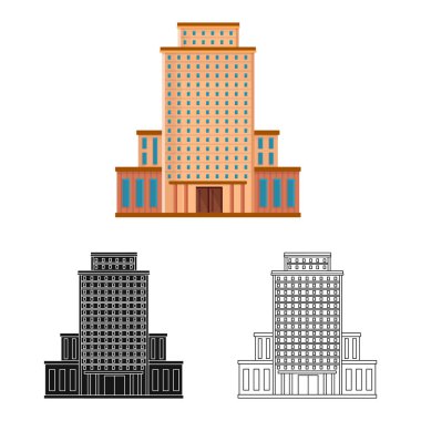 Otel ve yüksek logo vektör illüstrasyon. Stok için otel ve turizm vektör simgesi koleksiyonu.