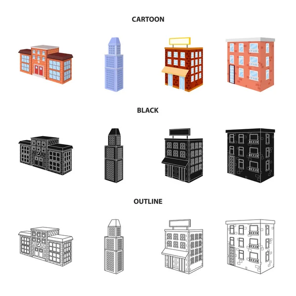 Diseño vectorial de construcción y letrero de edificio. Conjunto de construcción e ilustración de vector de stock inmobiliario . — Archivo Imágenes Vectoriales