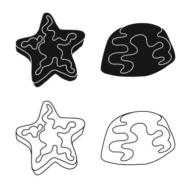 Şekerlemeler ve mutfak simge vektör tasarımı. Şekerlemeler ve hisse senedi için ürün vektör simge koleksiyonu.