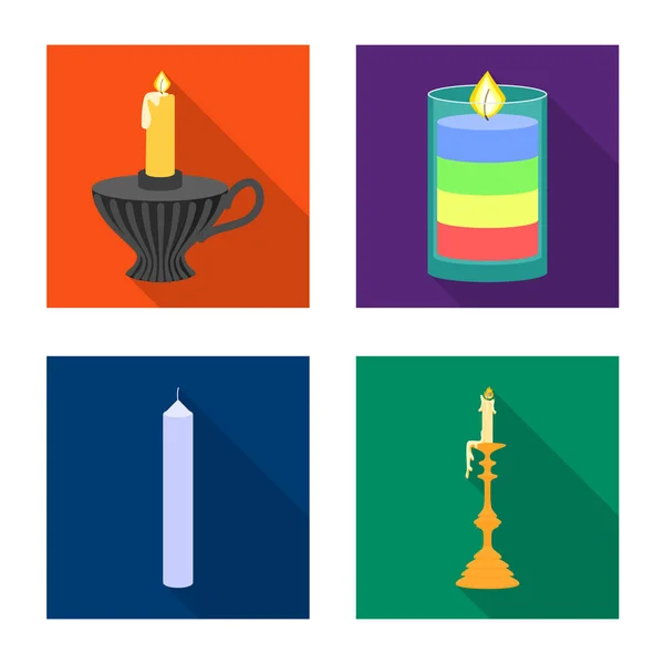 Vektorový návrh loga svíček a dekorace. Sbírka symbolů svíček a plamene pro web. — Stockový vektor