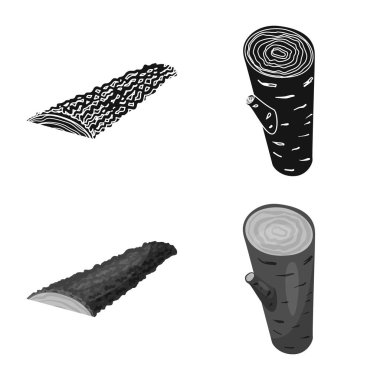 Ağaç ve ham simge vektör çizimi. Hisse senedi için ağaç ve inşaat vektör simge kümesi.