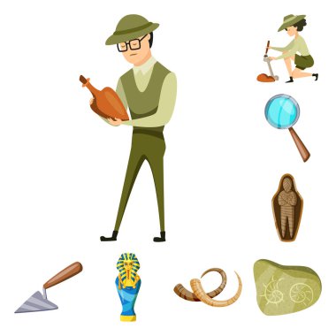 Arkeoloji ve tarihi simge vektör tasarımı. Arkeoloji ve kazı hisse senedi simgesi için web topluluğu.