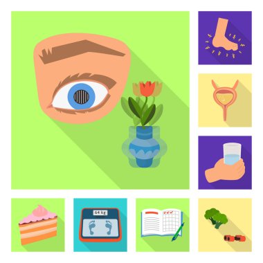 Belirti ve hastalık işareti vektör Illustration. Web için belirti ve tedavi hisse senedi simgesi kümesi.