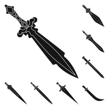 Keskin ve bıçak simgesi yalıtılmış nesne. Keskin ve hançer hisse senedi vektör çizim topluluğu.