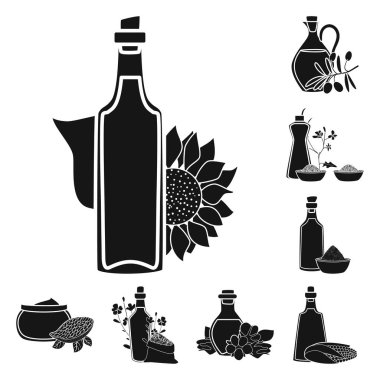 Petrol ve tarım simgesi vektör tasarımı. Web için yağ ve cam stok sembolü seti.