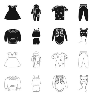 Moda ve giysi simgesi yalıtılmış nesne. Moda ve pamuk stok vektör çizim topluluğu.