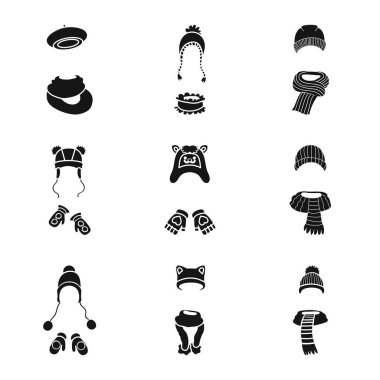 Kumaş ve hava simge vektör Illustration. Web için kumaş ve moda hisse senedi simgesi kümesi.