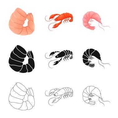 Meze ve okyanus logo vektör Illustration. Web için meze ve incelik hisse senedi simgesi kümesi.