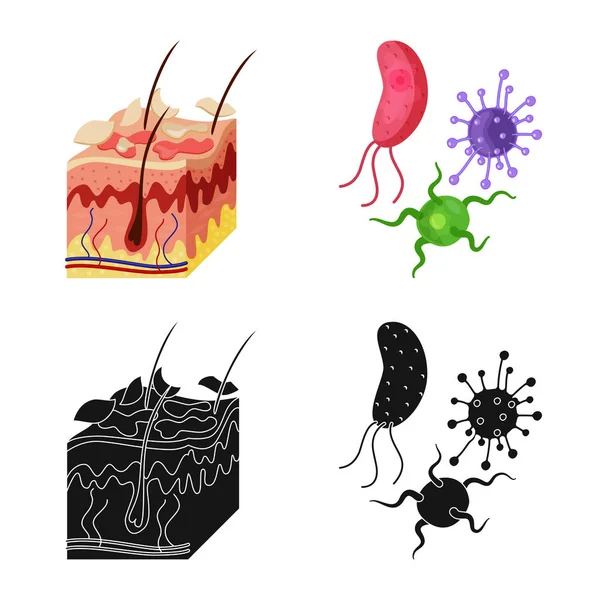 Vektorillustration av medicinska och tecken på smärta. Insamling av medicinsk och sjukdom lager vektorillustration. — Stock vektor