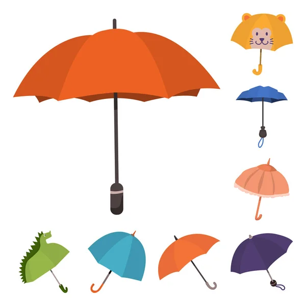 傘と雨のシンボルのベクトルデザイン。傘と天候ストックベクトルイラストのコレクション. — ストックベクタ