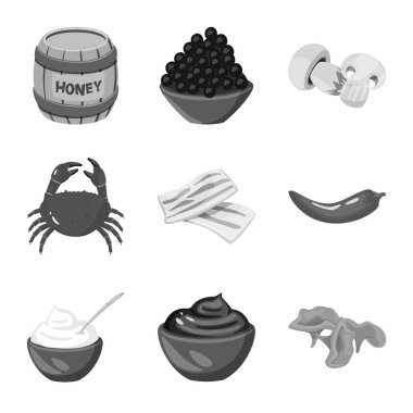 Baharat ve aroma sembolü izole nesne. Web için baharat ve ürün stok sembolü koleksiyonu.