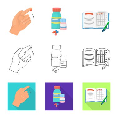 Diyet ve tedavi logo vektör tasarımı. Hisse senedi için diyet ve tıp vektör simge topluluğu.