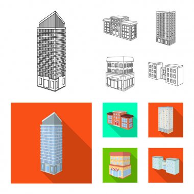 İnşaat ve yapı simge vektör Illustration. İnşaat ve Emlak vektör simge stok için set.