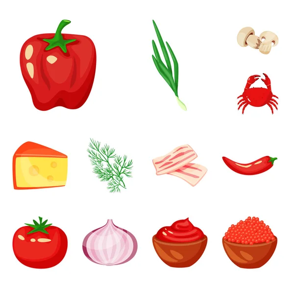 Illustration vectorielle du symbole des aliments et des saveurs. Collecte d'aliments et d'ingrédients illustration vectorielle de stock . — Image vectorielle