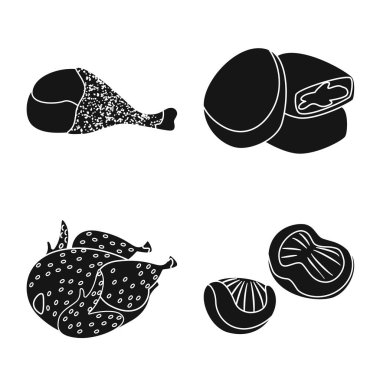 Restoran ve tarım sembolü vektör illüstrasyon. Stok için restoran ve ham vektör simgesinin toplanması.