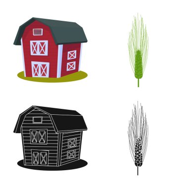 Tarım ve tarım logo vektör Illustration. Tarım ve bitki hisse senedi vektör çizim seti.