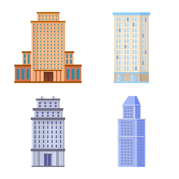 Diseño vectorial de fachada y letrero de edificio. Colección de fachada y símbolo de stock exterior para web . — Vector de stock