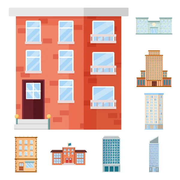 Isolated object of facade and building icon. Set of facade and exterior  stock vector illustration. — Stock Vector