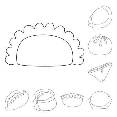 Gıda ve çanak sembolü vektör illüstrasyon. Gıda ve pişirme stok vektör illüstrasyon seti.