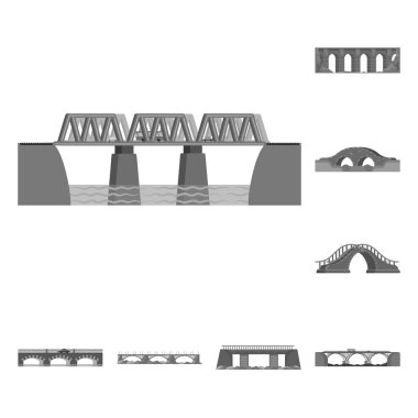 Tasarım ve inşa etmek işareti yalıtılmış nesne. Hisse senedi için tasarım ve köprü vektör simge kümesi.