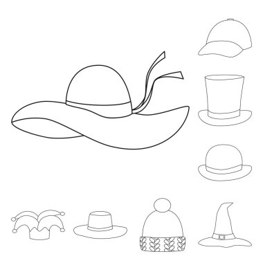 Şapkalar ve napper logosu yalıtılmış nesne. Şapkalar ve kask hisse senedi vektör çizim topluluğu.