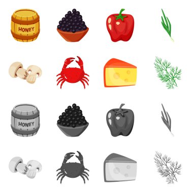 Tat ve ürün logo vektör Illustration. Tat ve hisse senedi vektör çizim pişirme koleksiyonu.