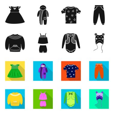 Moda ve giysi simge vektör tasarımı. Moda ve pamuk stok vektör çizim seti.