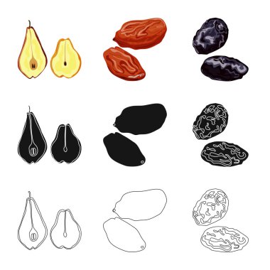 Gıda ve ham logo vektör tasarımı. Web için gıda ve doğa hisse senedi simgesi kümesi.