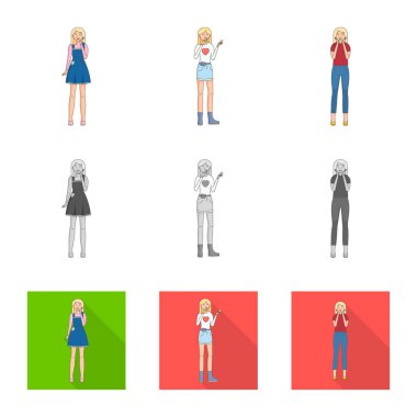 Duruş ve ruh sembolü yalıtılmış nesne. Duruş ve hisse senedi için kadın vektör ikon koleksiyonu.