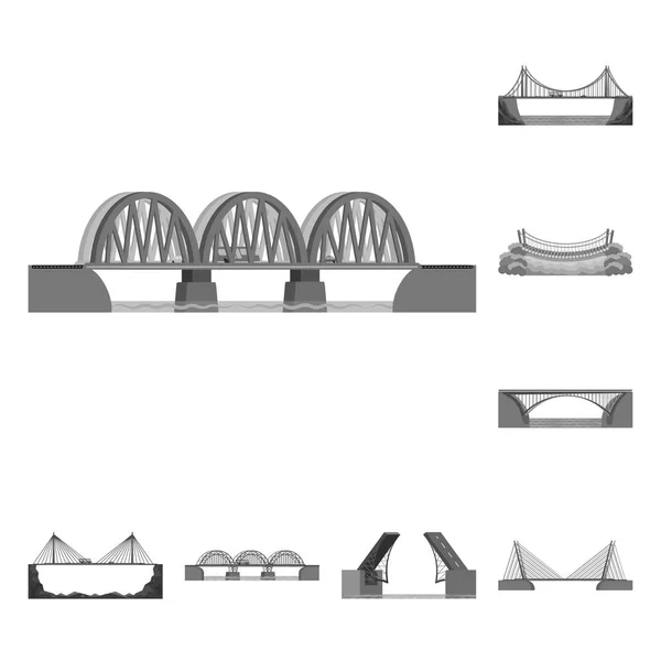 Изолированный объект проектирования и иконки конструкции. Коллекция дизайнерских и векторных значков моста для склада . — стоковый вектор