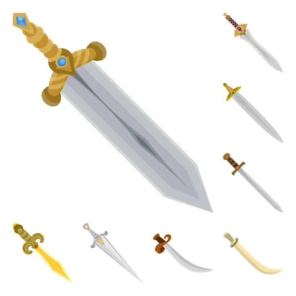 Illustrazione vettoriale di spada e pugnale. Raccolta di spada e arma simbolo stock per il web . — Vettoriale Stock