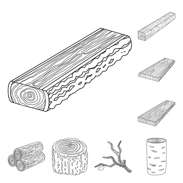 Illustration vectorielle de l'enseigne et du symbole en bois. Ensemble d'illustration vectorielle d'enseigne et de stock en bois . — Image vectorielle