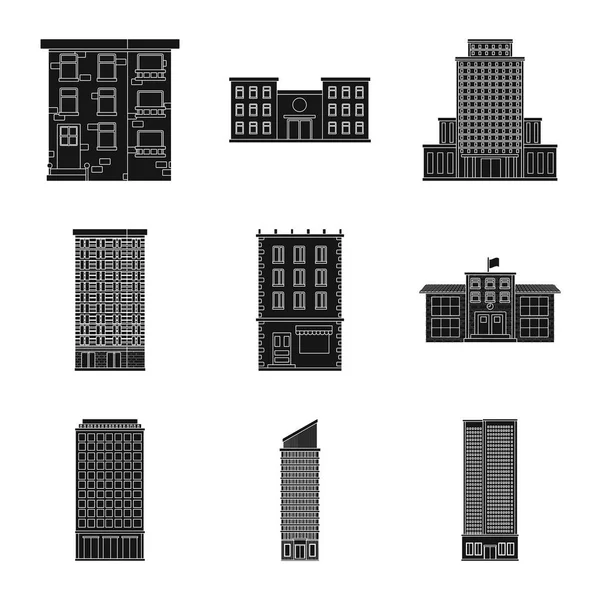 현대 및 부동산 상징의 벡터 디자인입니다. 주식에 대 한 현대적이 고 건물 벡터 아이콘 세트. — 스톡 벡터