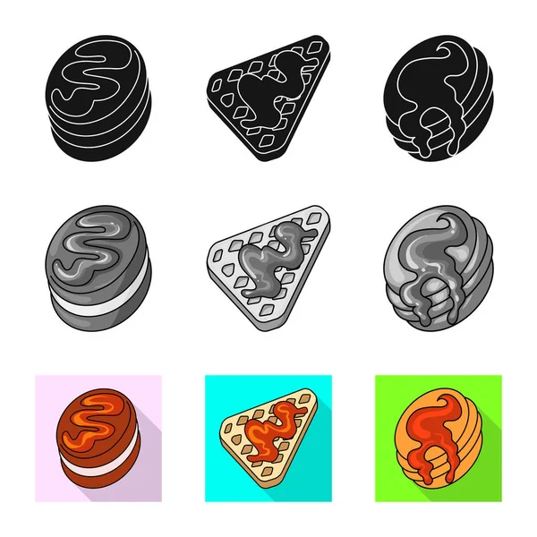 Şekerleme ve mutfak işareti vektör Illustration. Şekerlemeler ve hisse senedi için ürün vektör simge koleksiyonu.