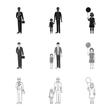 Karakter ve avatar simge vektör tasarımı. Web için karakter ve portre hisse senedi simgesi kümesi.