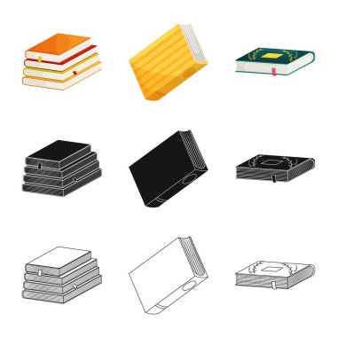 Eğitim ve kapak logo vektör Illustration. Eğitim ve hisse senedi için kitapçı vektör simge koleksiyonu.