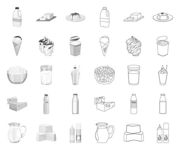 Mono produktu mlecznego, ikony konspektu w zbiorze kolekcja dla Design. mleko i jedzenie symbol wektor www. — Wektor stockowy